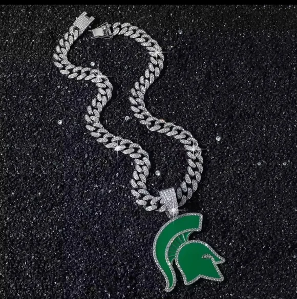 Michigan State Spartans Iced Style Chain Necklace 20 Or 24 Choose 1